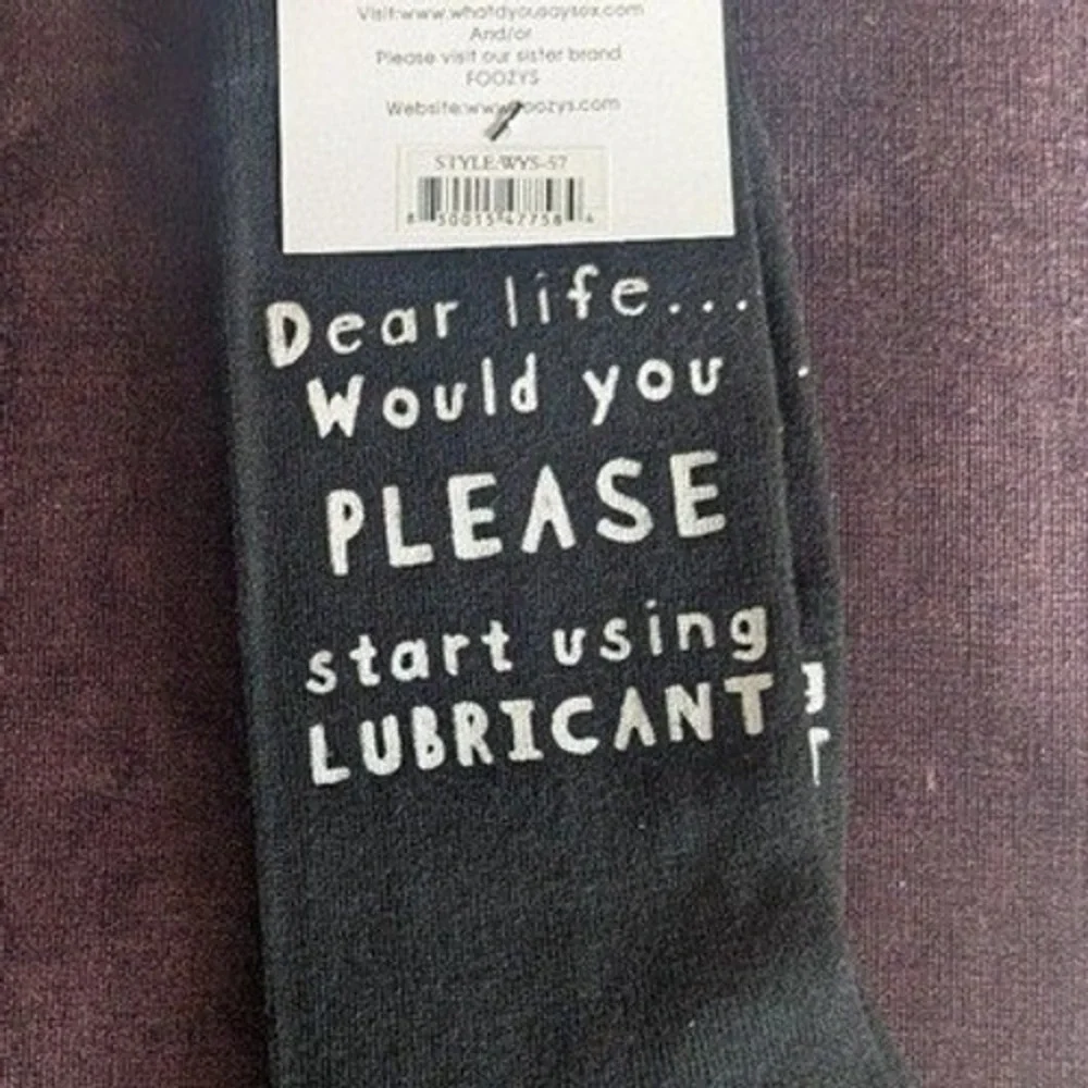 Novelty‎ Black Socks NWT Funny Quirky Dear Life